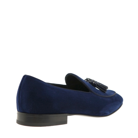 Salvatore Ferragamo Donovan Tassel Loafers Oxford Blue Velvet Fabric Size 9 New - Picture 4 of 6